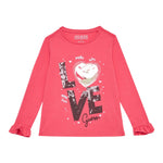 GUESS shirt girocollo tinta unita con stampa in contrasto  Rosa per Bambina K4BI11J1314JX ROSA GUESS 