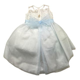 March Solid Color Sleeveless Dress With Light Blue Tulle For Baby Girl