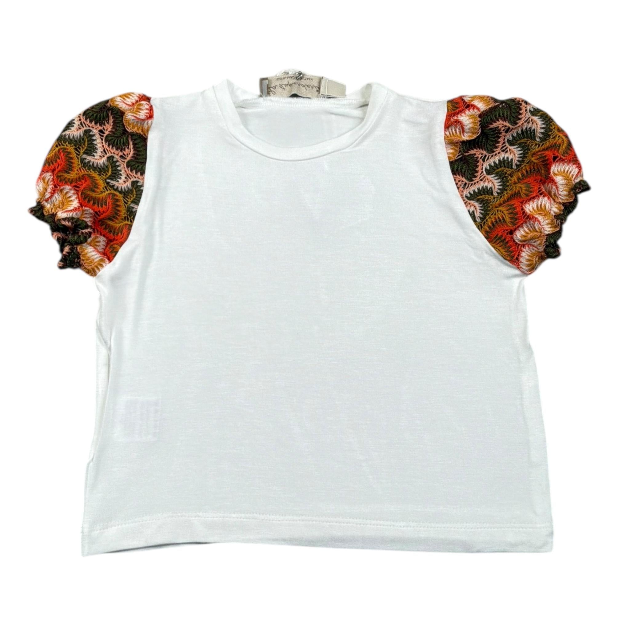 La Stupenderia T-Shirt Tinta Unita con Maniche In Contrasto per Neonata TJMG82X BIANCO LA STUPENDERIA 