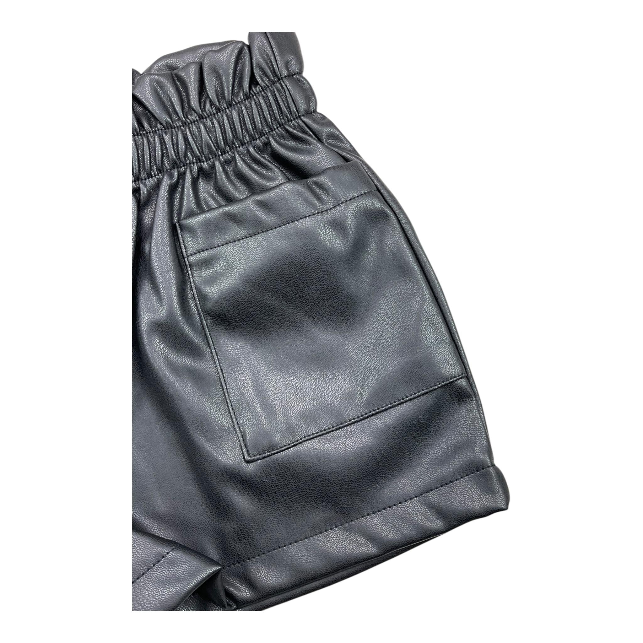EMC short in ecopelle tinta unit con elastico in vita Nero per Bambina BZ7108 NERO EMC 