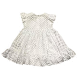 Lalalu' White Perforated Solid Color Half Sleeve Dress For Baby Girl