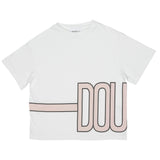 Dou Dou T-Shirt Round Neck Solid Color With Contrast Print White For Girls