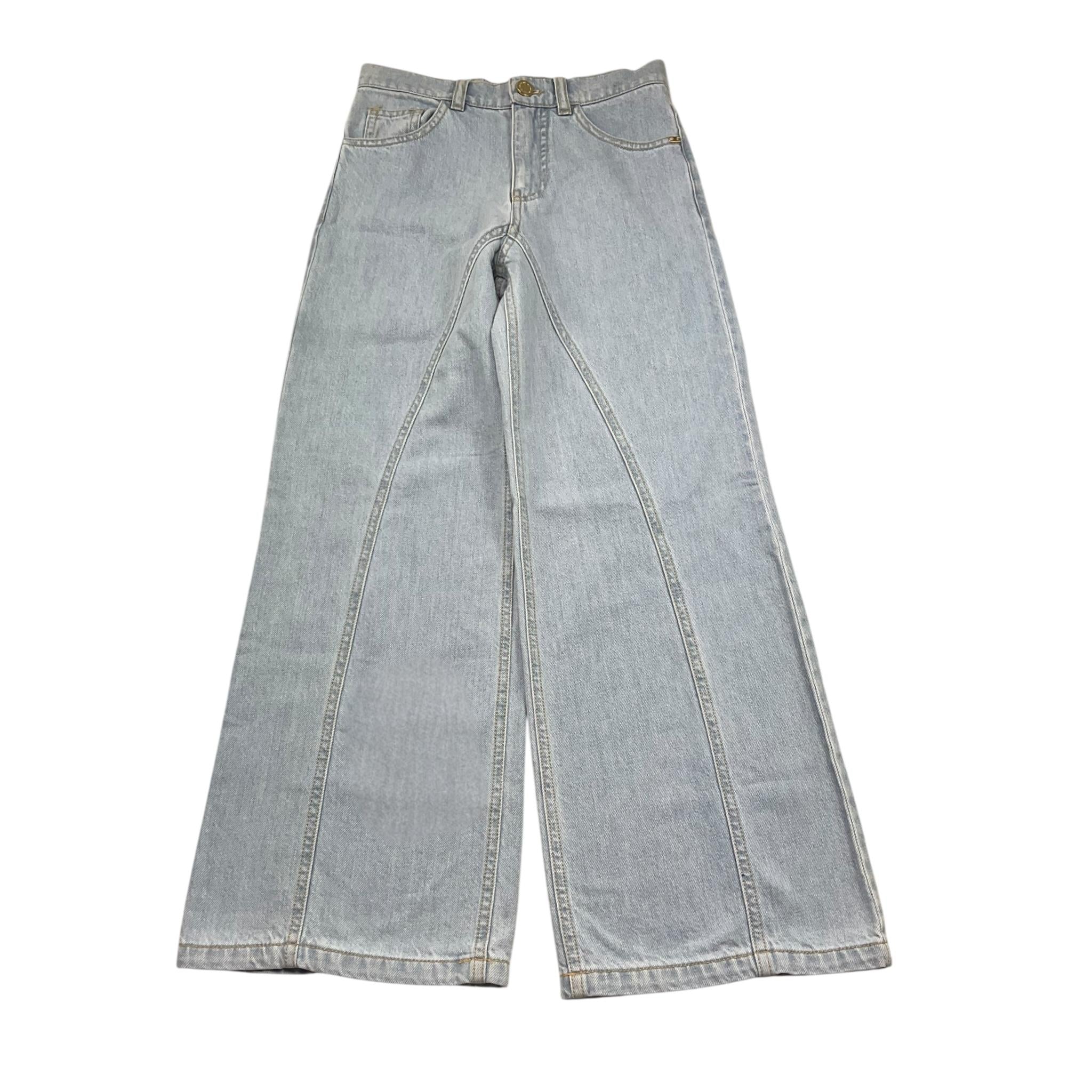 Elisabetta Franchi Jeans Tinta Unita Modello A Palazzo per Bambina EFPA280 AZZURRO ELISABETTA FRANCHI 