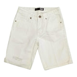 Dropseason2 Bermuda In Denim Tinta Unita con Stampa per Bambino SS25K002 BIANCO DROPSEASON2 
