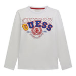 Guess Shirt Girocollo Tinta Unita con Stampa per Bambino N4RI01K8HM4 BIANCO GUESS 
