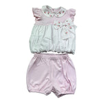 Le Bebe Completo 2 Pezzi T-Shirt-Culotte per Neonata LBG6218 BIANCO/ROSA LE BEBE 