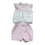 Le Bebe Completo 2 Pezzi T-Shirt-Culotte per Neonata LBG6218 BIANCO/ROSA LE BEBE 