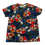 MOUSSE t-shirt girocollo tinta unita con stampe mario Blu per Neonato HKTS368 BLU MOUSSE 