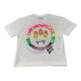 Barrow Kids Solid Color Crew Neck T-Shirt With Front And Back Print White For Girls