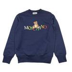 MOSCHINO felpa tinta unita girocollo con stampa Blu per Bambino HNF08V BLU MOSCHINO 