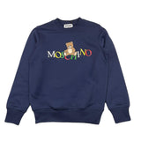 MOSCHINO felpa tinta unita girocollo con stampa Blu per Bambino HNF08V BLU MOSCHINO 