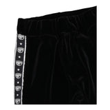 Chiara Ferragni Solid Color Velvet Trousers With Logo Profiles Black For Girls