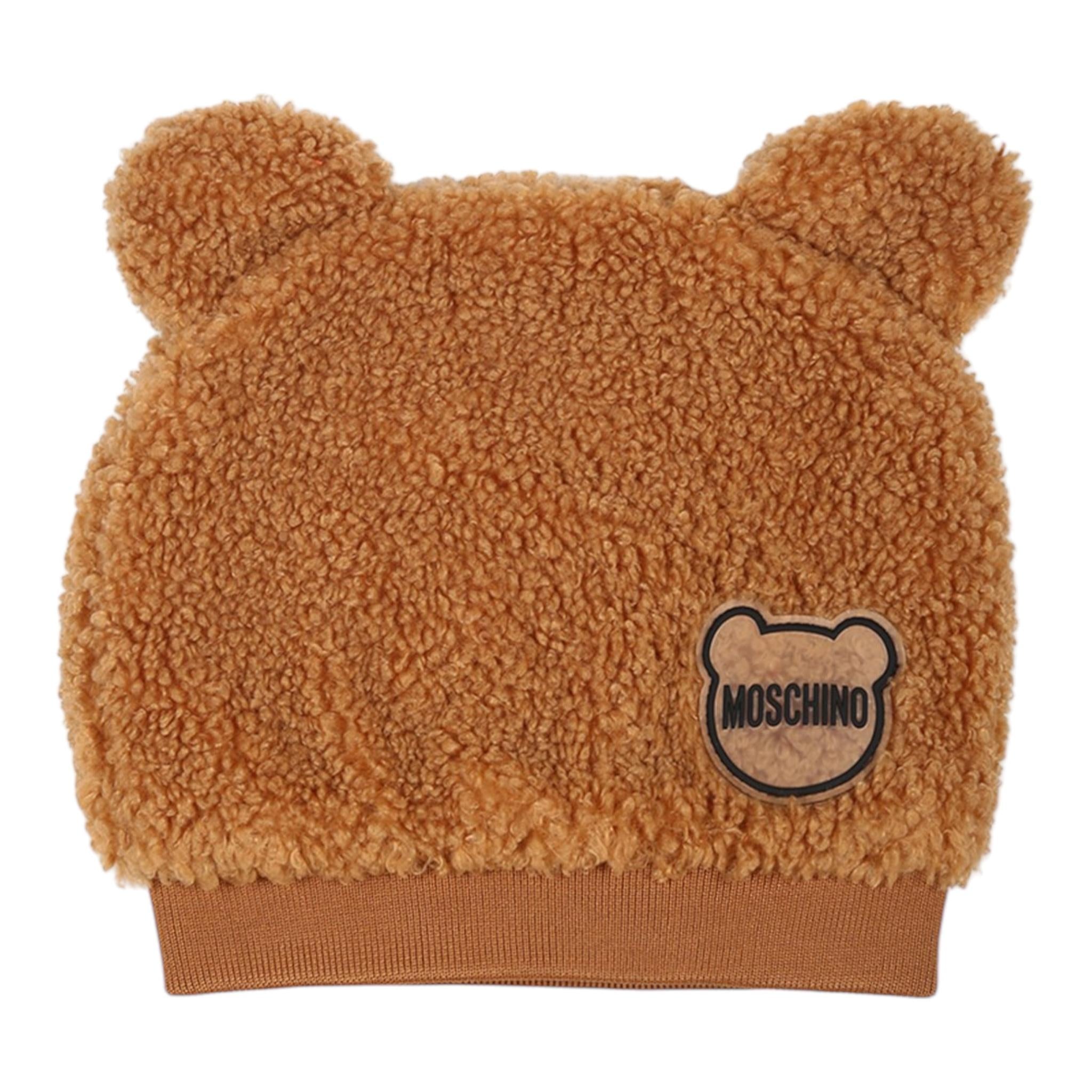 MOSCHINO cappello teddy tinta unita con orecchie Marrone per Neonato MUX04X MARRONE MOSCHINO 