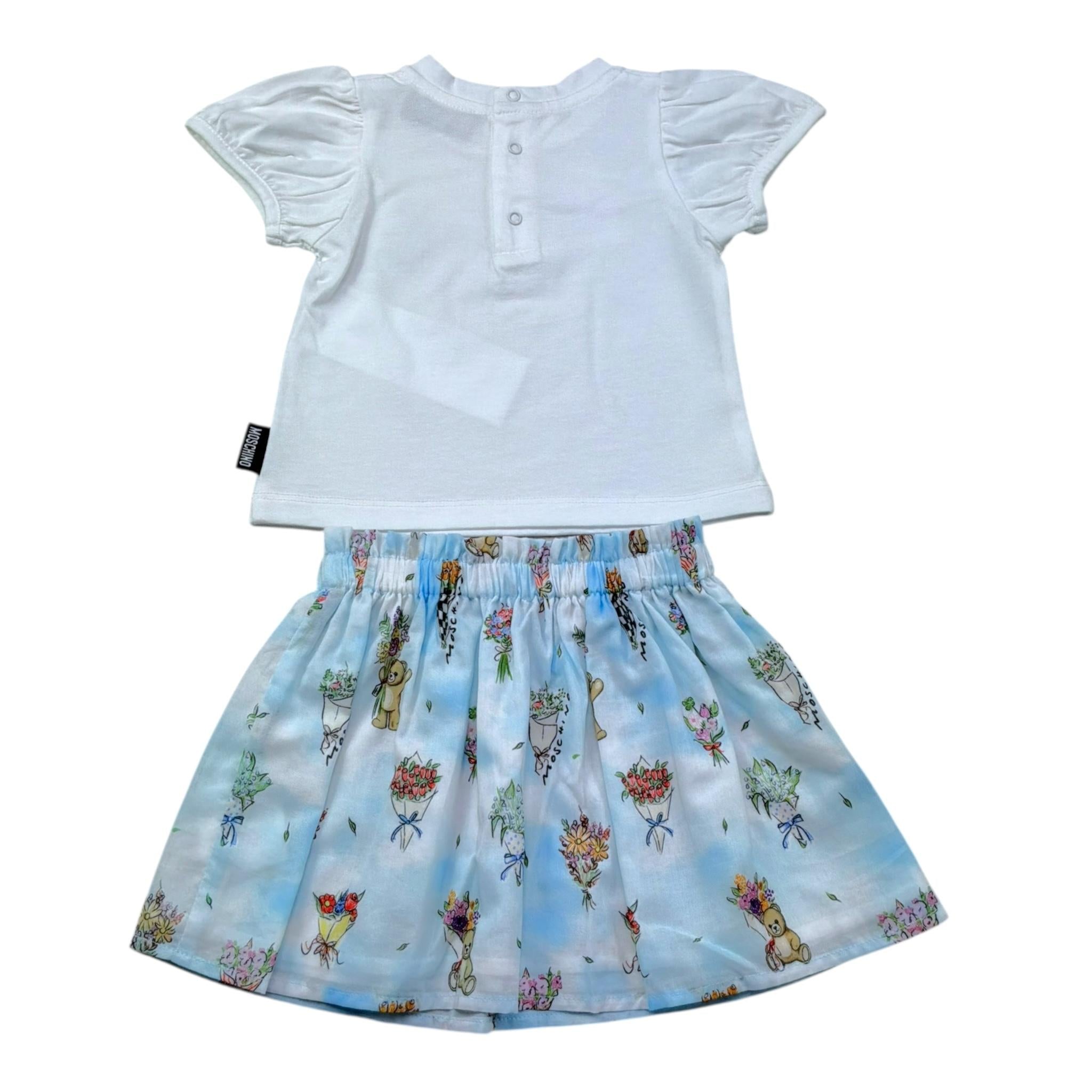 Moschino Completo 2 Pezzi T-Shirt-Gonna Bicolore per Neonata MDG01R BIANCO/AZZURRO MOSCHINO 