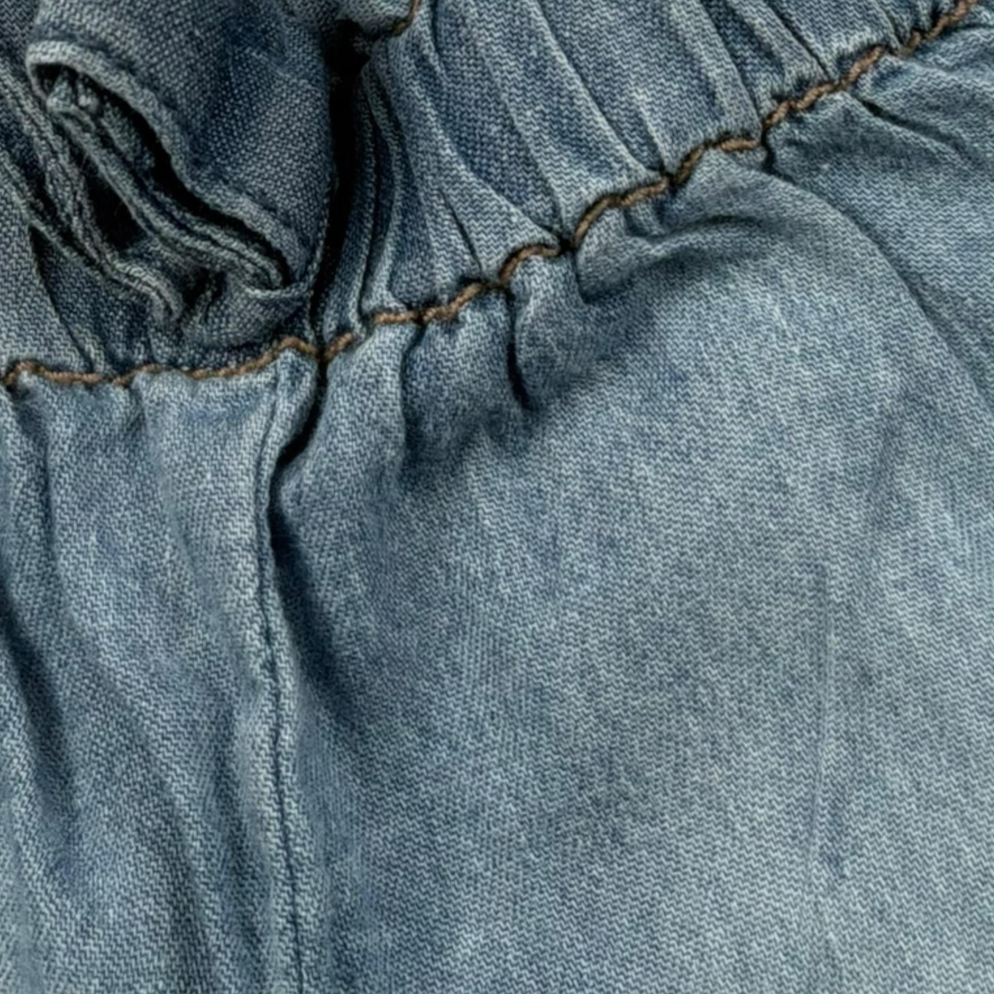 Mini Banda Short In Denim Tinta Unita per Neonata 3B735X BLU MINI BANDA 