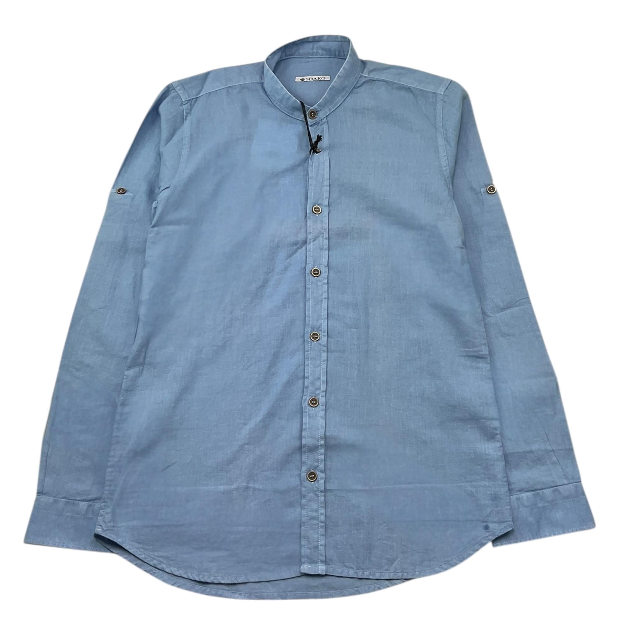 Shako' Camicia Manica Lunga Tinta Unita Collo Coreano per Bambino CSK0355J AZZURRO SHAKO' 