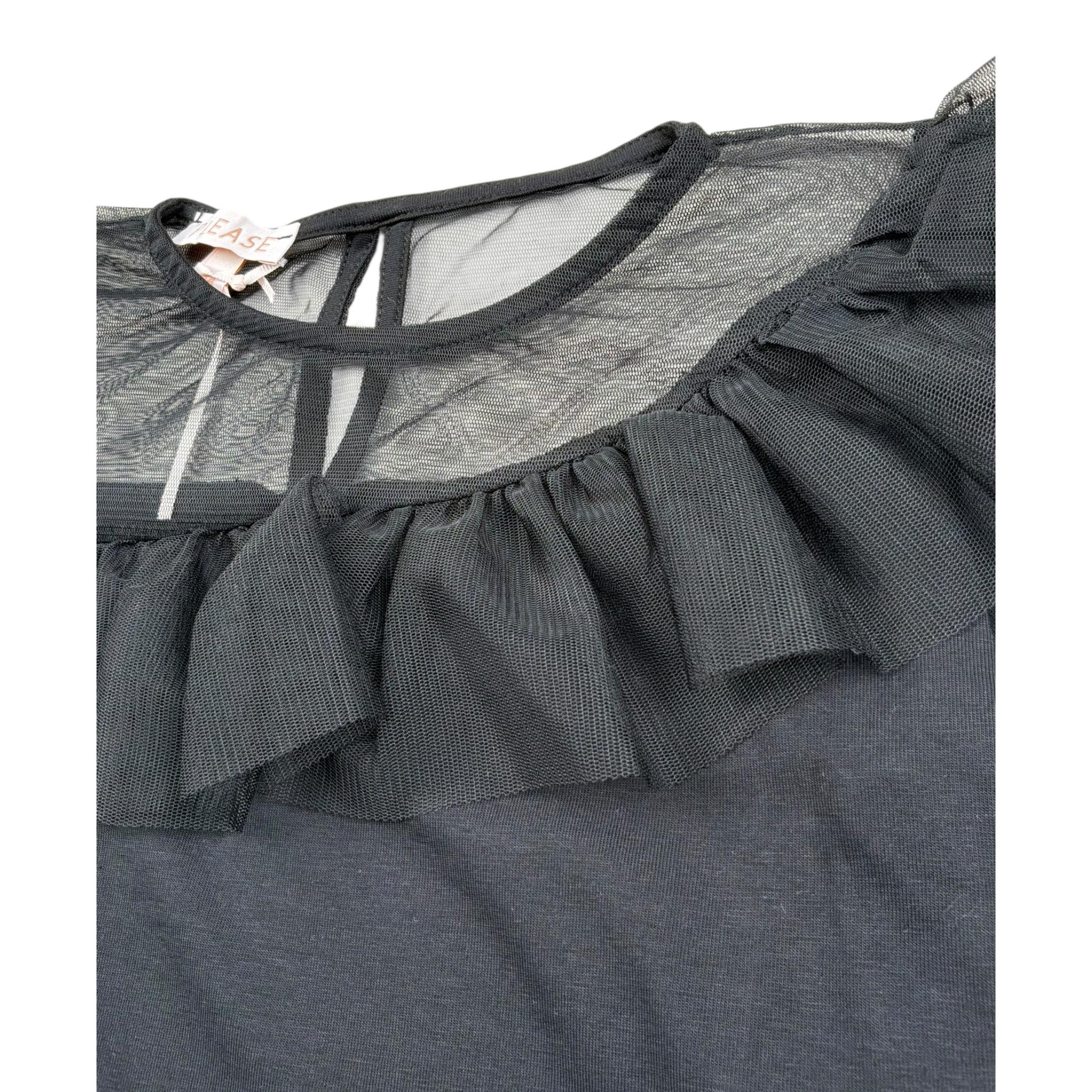 Please T-Shirt Tinta Unita Velata per Bambina MB30032G73X NERO PLEASE 