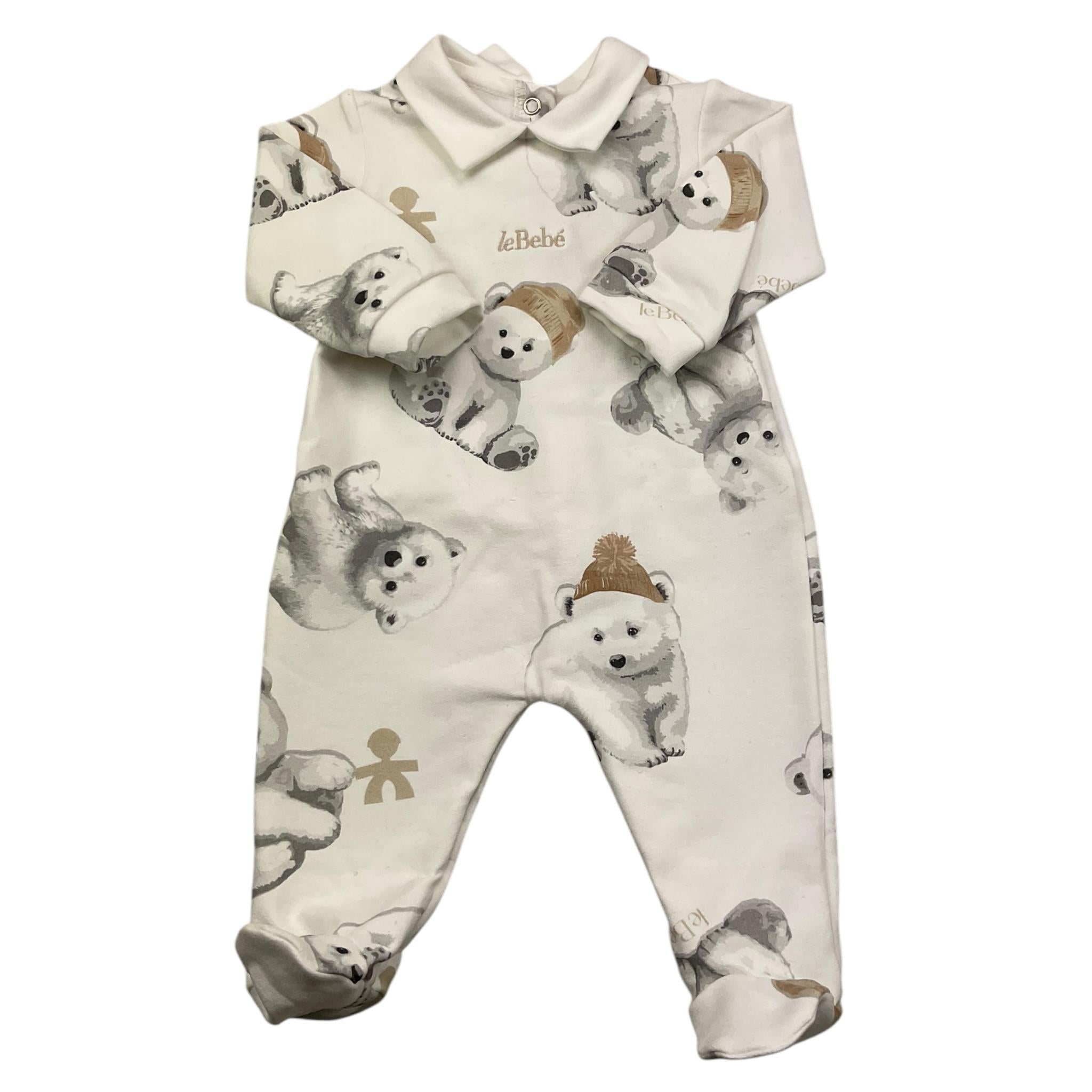 LE BEBE' tutina manica lunga tinta unita con orsi Bianco per Neonato LBB5223 BIANCO LE BEBE' 