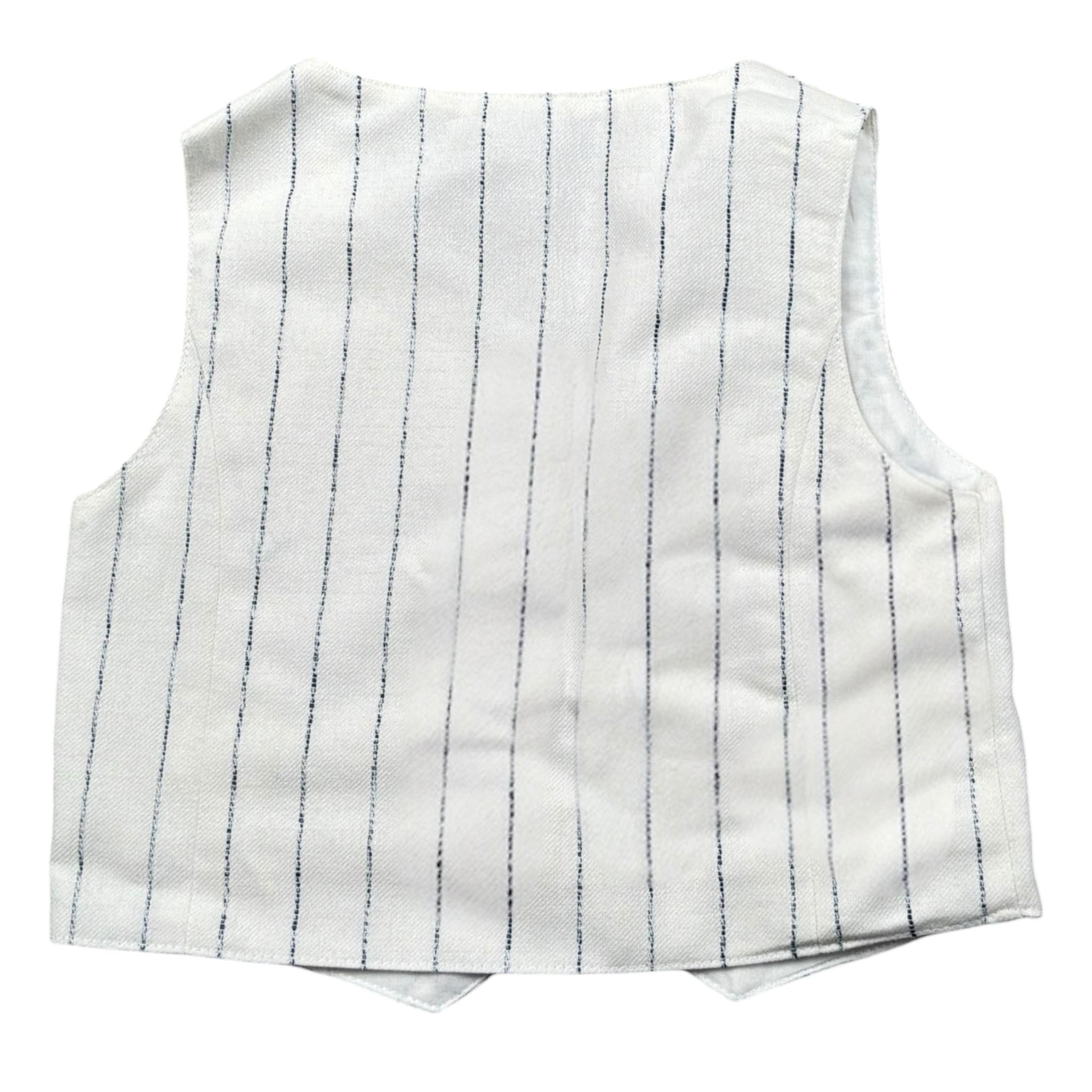Please Gilet Tinta Unita con Fantasia A Righe per Bambino JH02131B73J BIANCO PLEASE 
