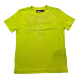 Blauer Solid Color Crew Neck T-Shirt With Green Logo Print For Newborns