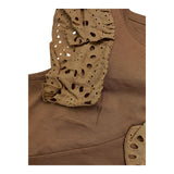 Mariuccia Plain Brown Ruffled Tank Top For Girls