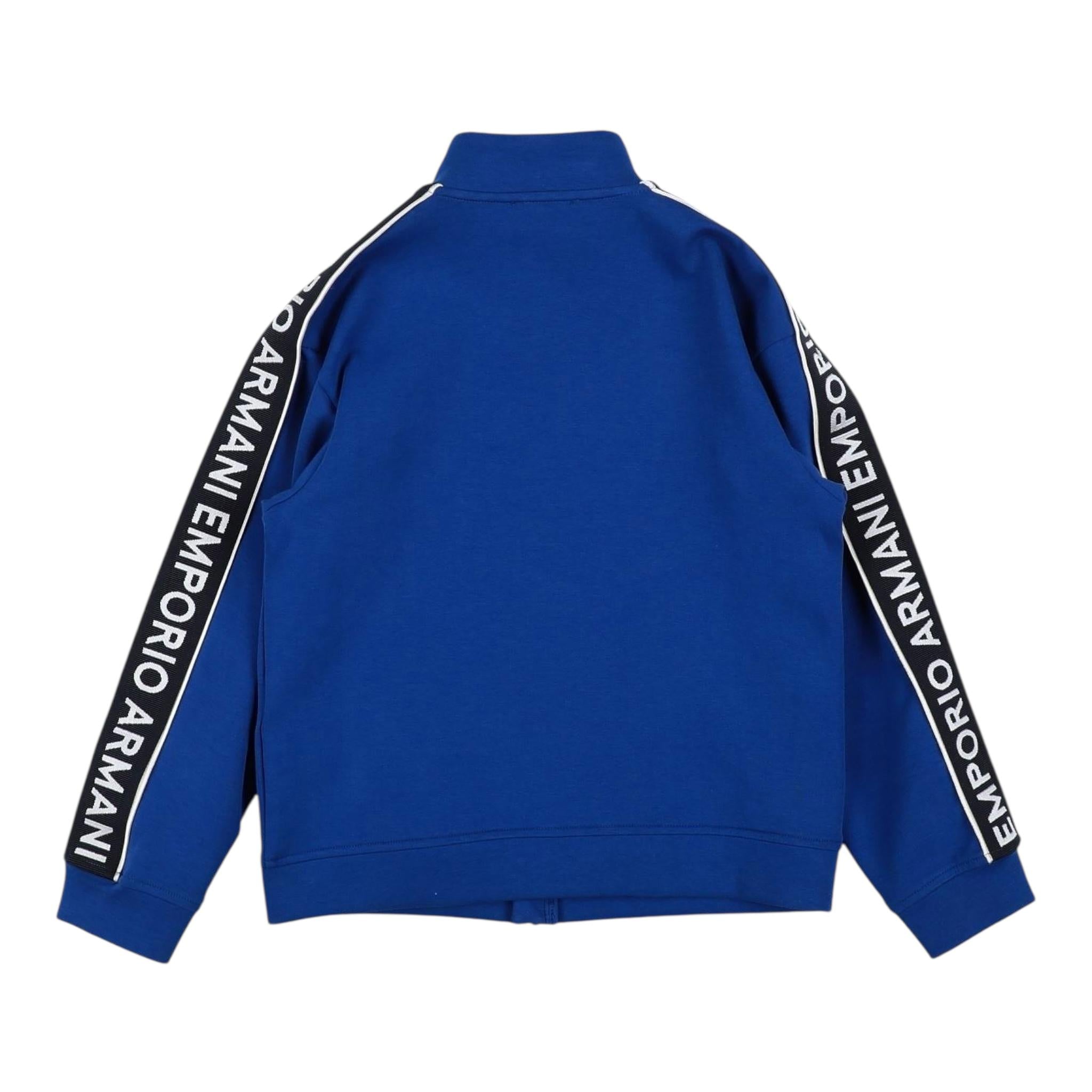 EMPORIO ARMANI felpa con zip tinta unita con maniche logate Cobalto per Bambino 3R4MBA COBALTO EMPORIO ARMANI 