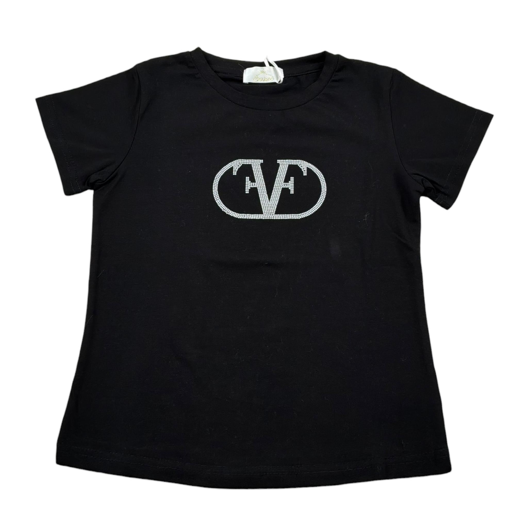 Fun & Fun T-Shirt Girocollo Tinta Unita con Stampa per Bambina FNCBTS14037 NERO FUN & FUN 