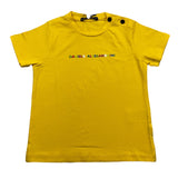 Daniele Alessandrini Solid Color Crew Neck T-Shirt With Yellow Logo Print For Newborns