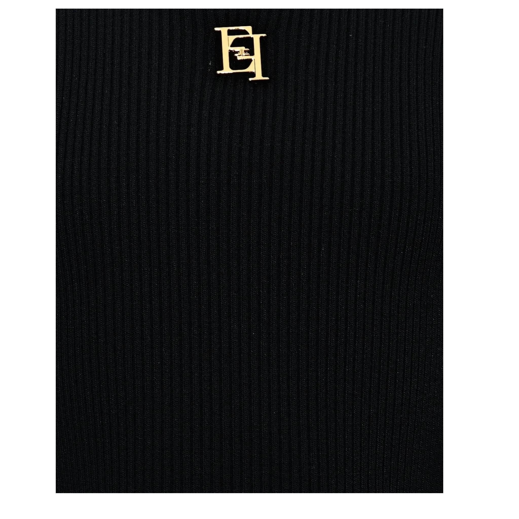 ELISABETTA FRANCHI abito tinta unita mezzo collo con logo Nero per Bambina EFAB544 NERO ELISABETTA FRANCHI 