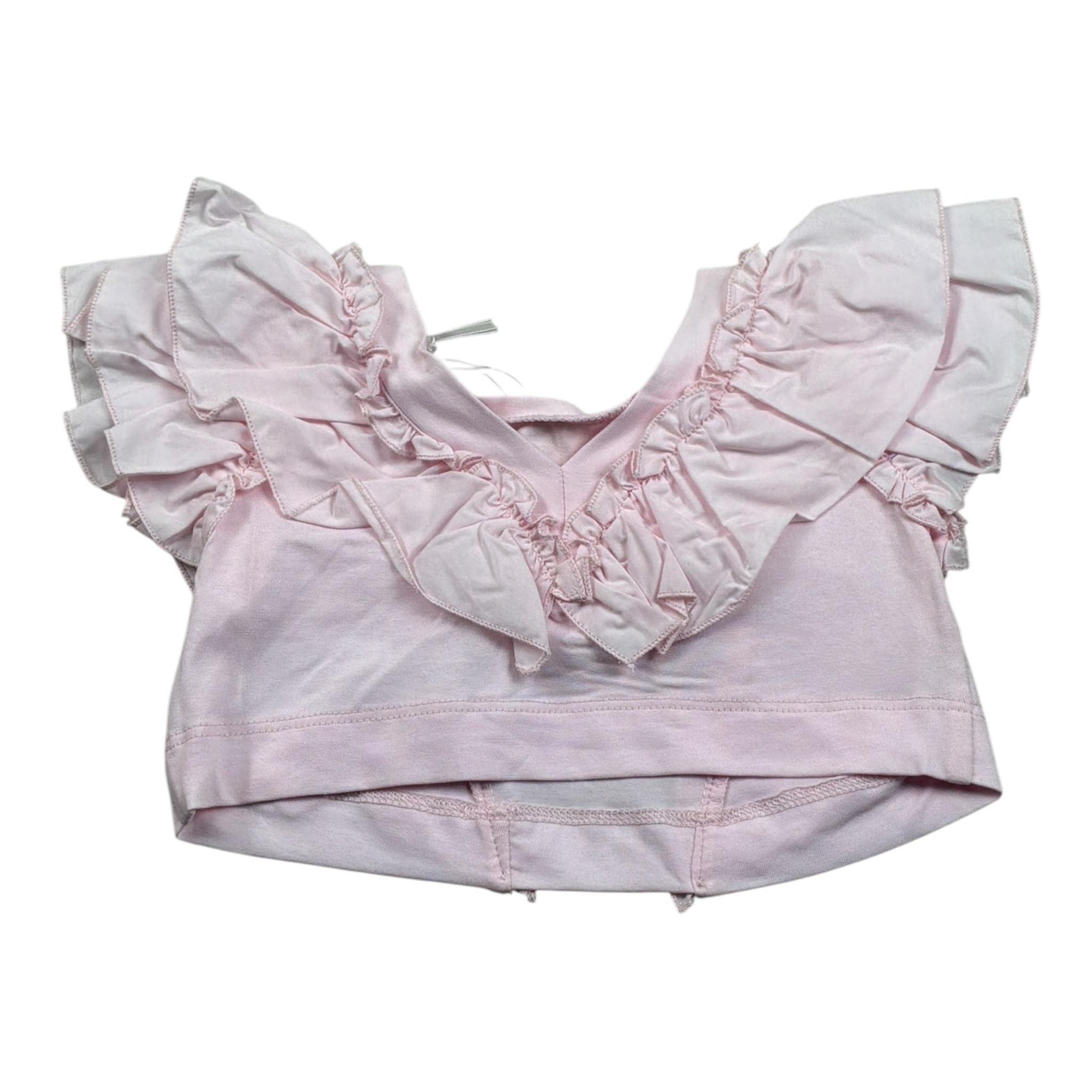 Monnalisa Top Giromanica tinta unita con Rouches Rosa per Neonata 17A300 ROSA MONNALISA 