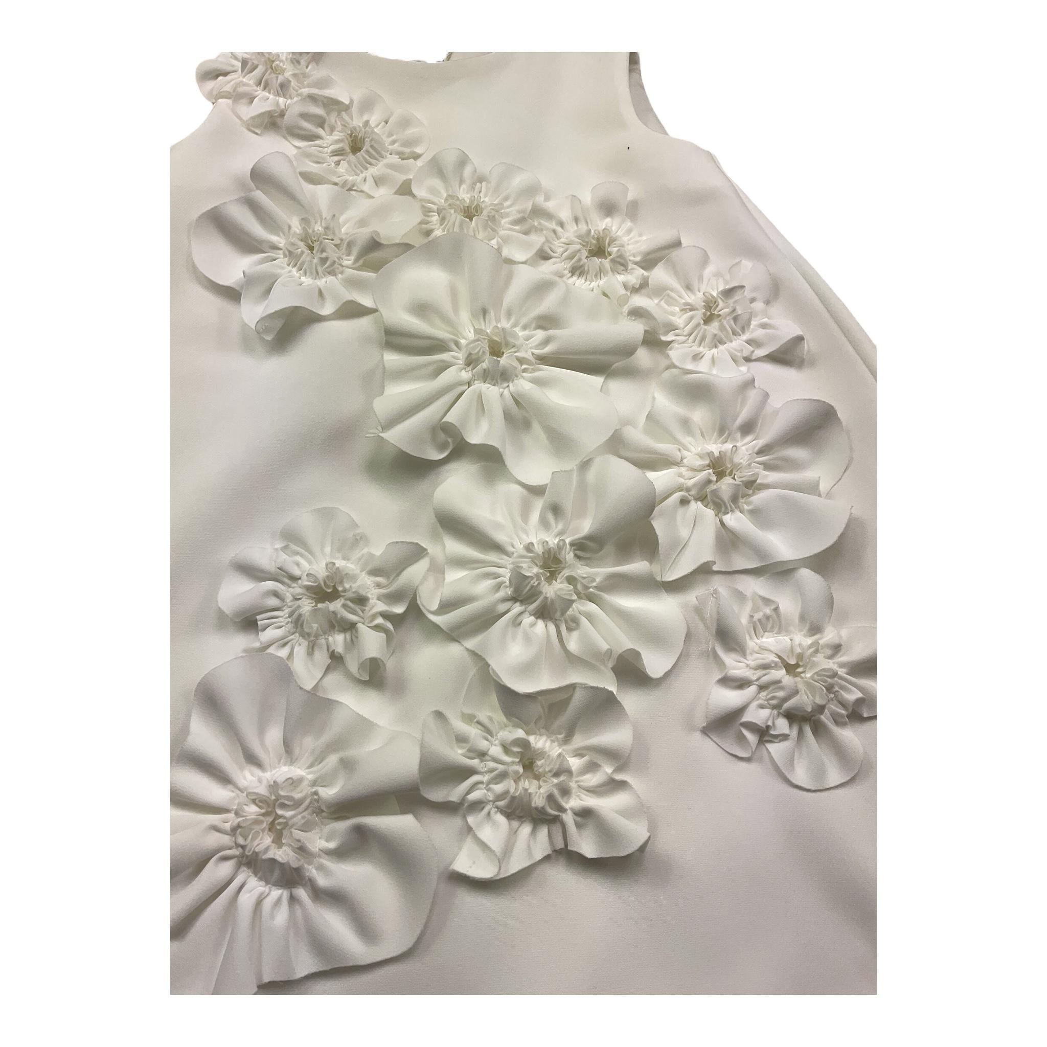 Fun & Fun Abito Giromanica Tinta Unita con Applicazioni per Bambina FNCBDR01059 BIANCO FUN & FUN 