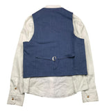 Exclusive 3 Piece Set Shirt-Waistcoat-Bow Tie White/Blue For Boys