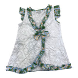 Miranda Solid Color Button Up Jacket with White St. Gallen Lace for Girls