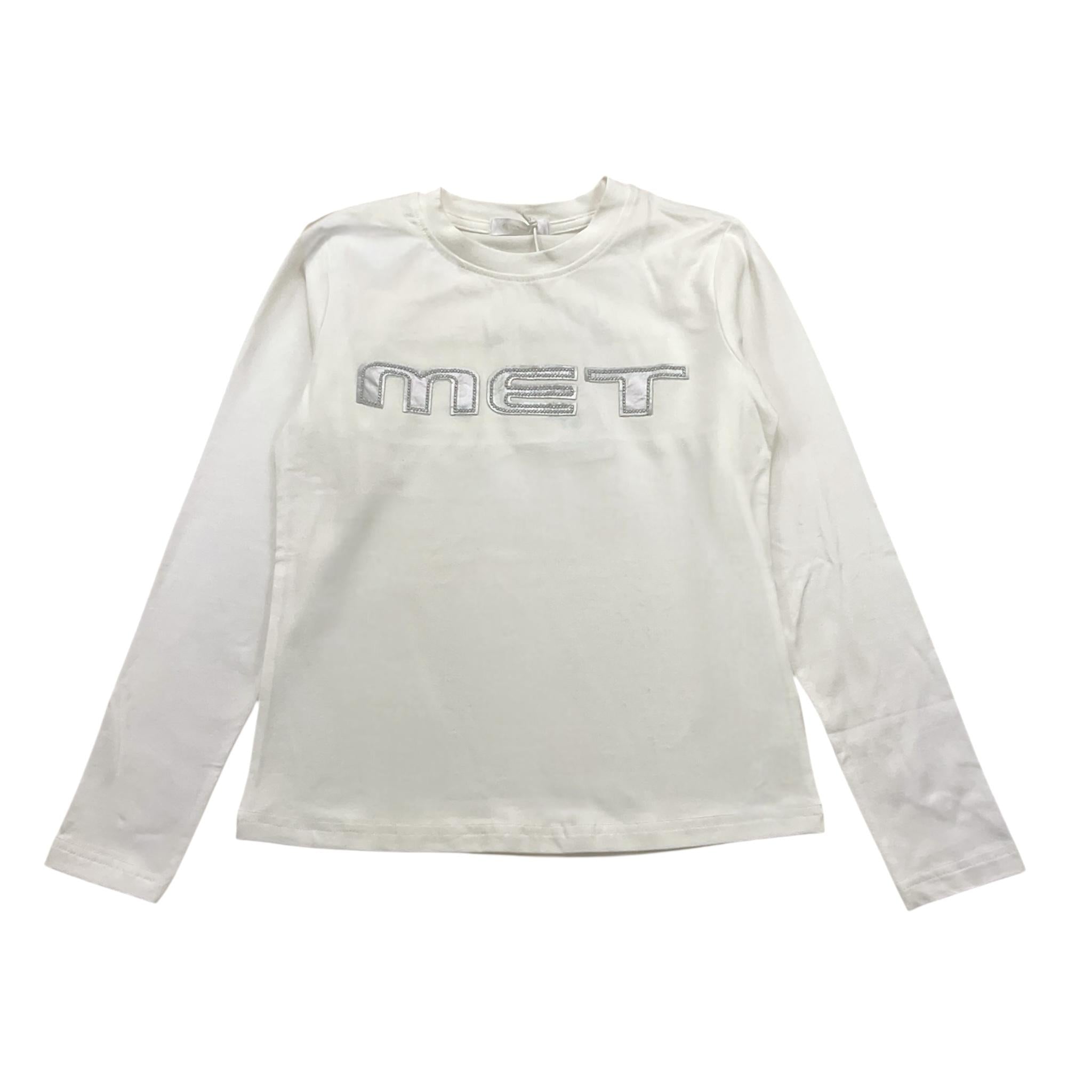 MET shirt girocollo tinta unita con stampa Bianco per Bambina ME592 BIANCO MET 