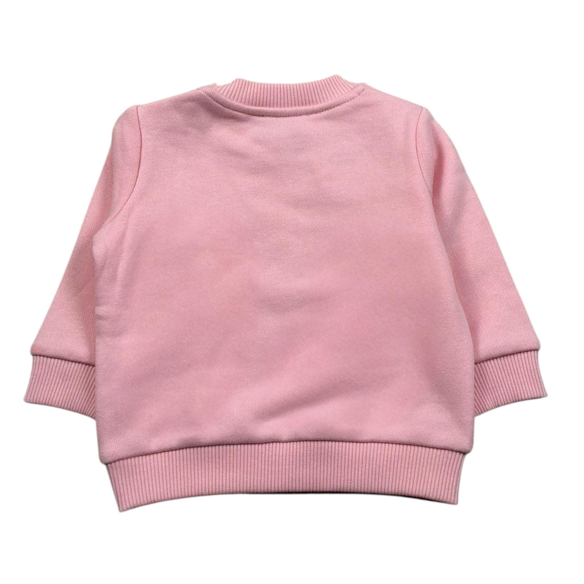 Moschino Felpa Chiusa Girocollo Tinta Unita con Stampa per Neonata MTF06 ROSA MOSCHINO 