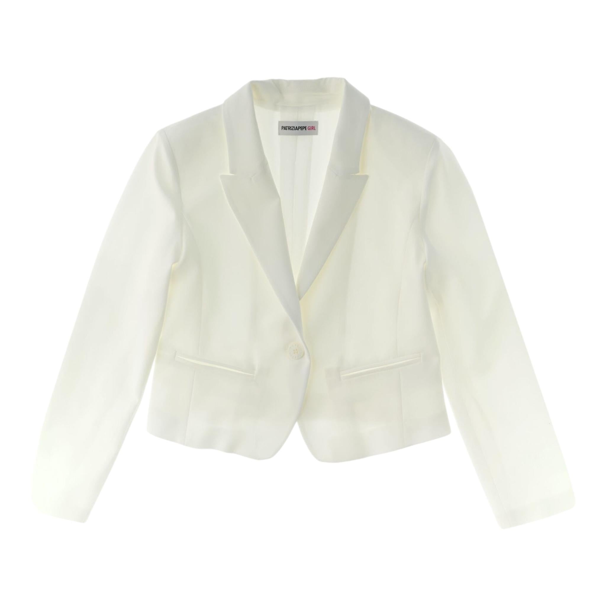 Patrizia Pepe Giacca Tinta Unita Modello Crop per Bambina 7S0277X BIANCO PATRIZIA PEPE 