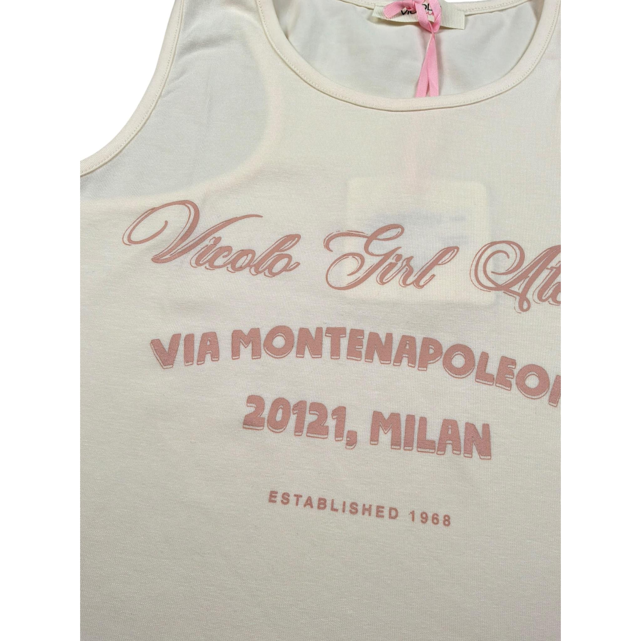 Vicolo Canotta Girocollo Tinta Unita con Stampa per Bambina 3146M00269X ROSA VICOLO 