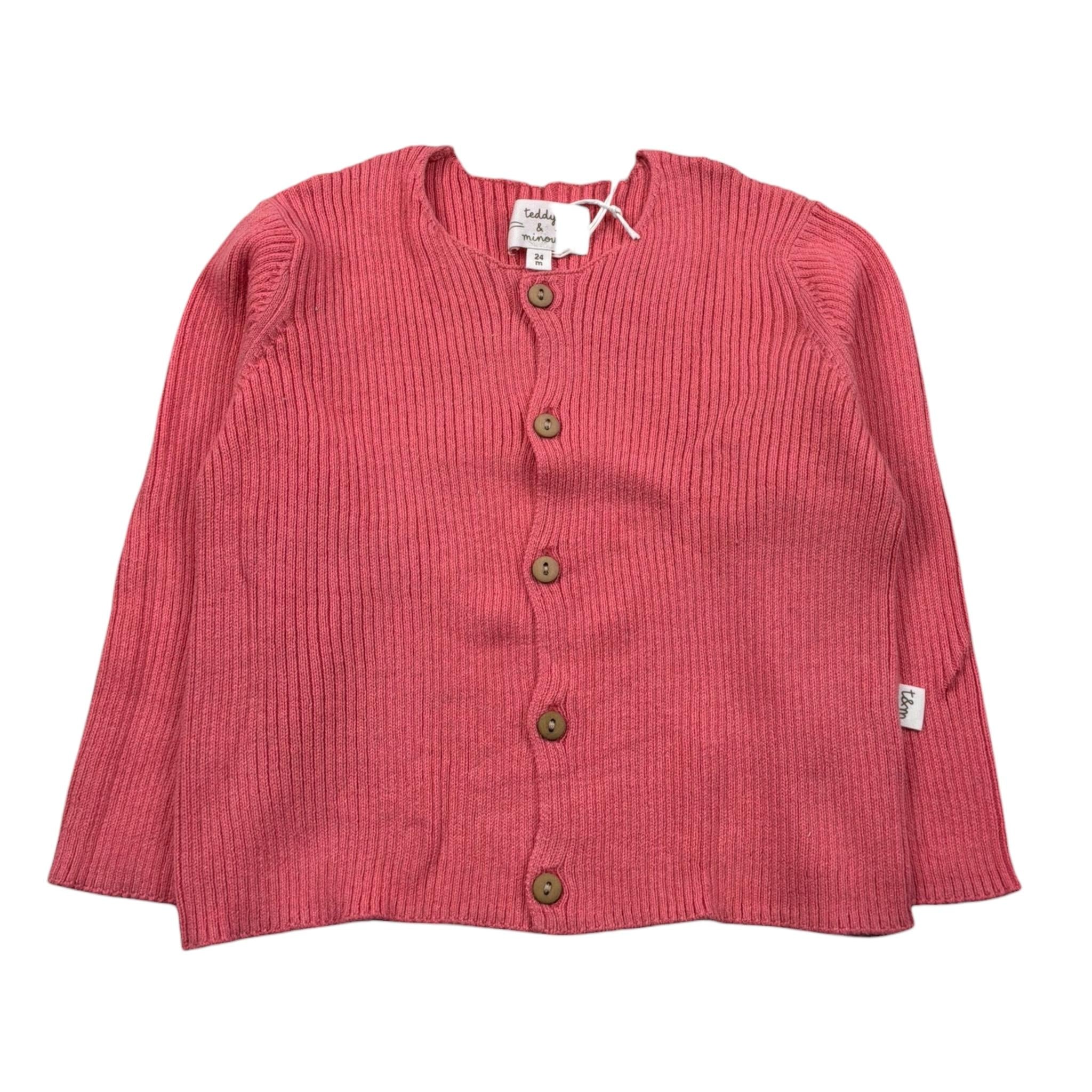 Teddy E Minou Cardigan Tinta Unita per Neonata E25ML006EM109 CORALLO TEDDY E MINOU 