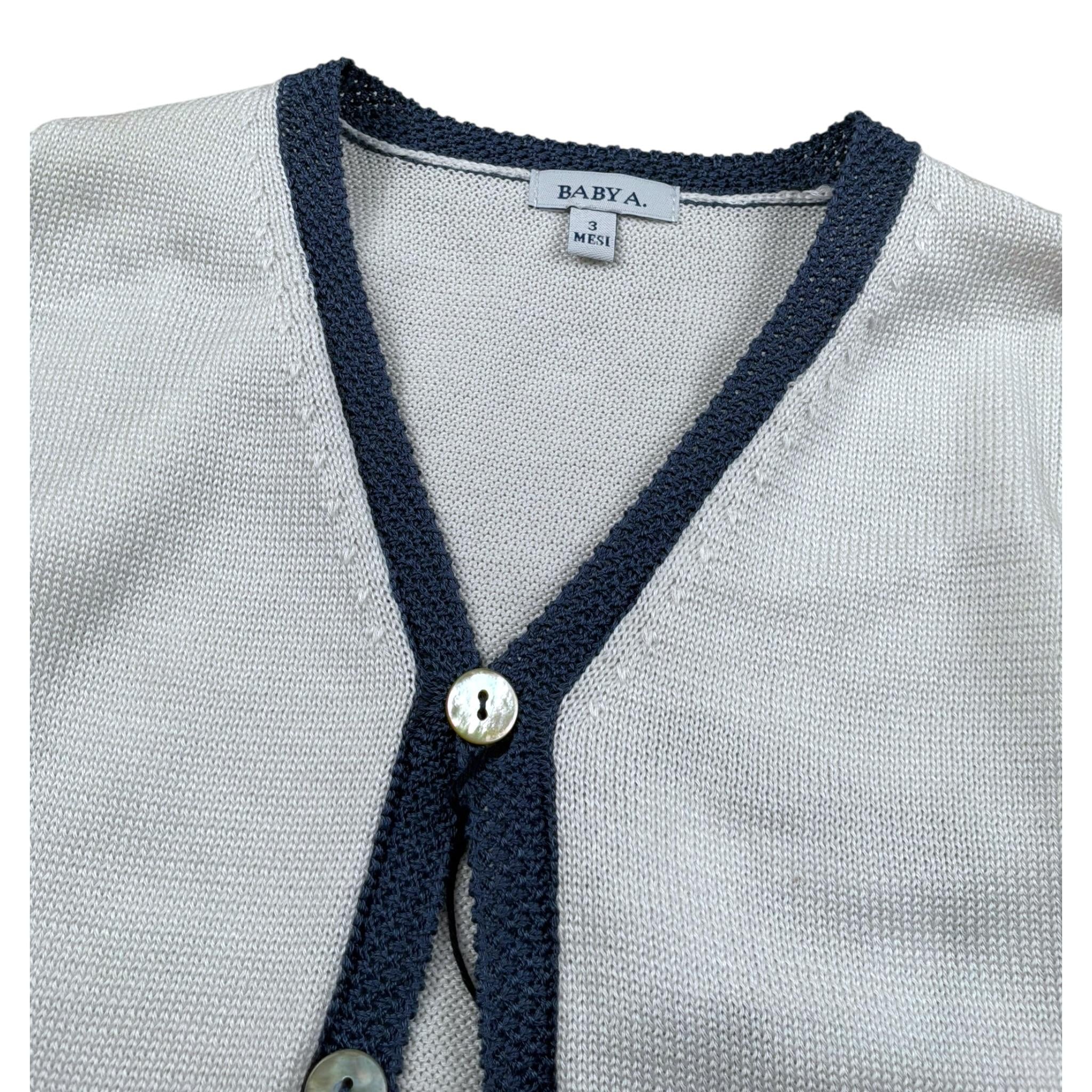 Baby A. Cardigan Tinta Unita con Profili In Contrasto per Neonato A2126 PANNA BABY A. 