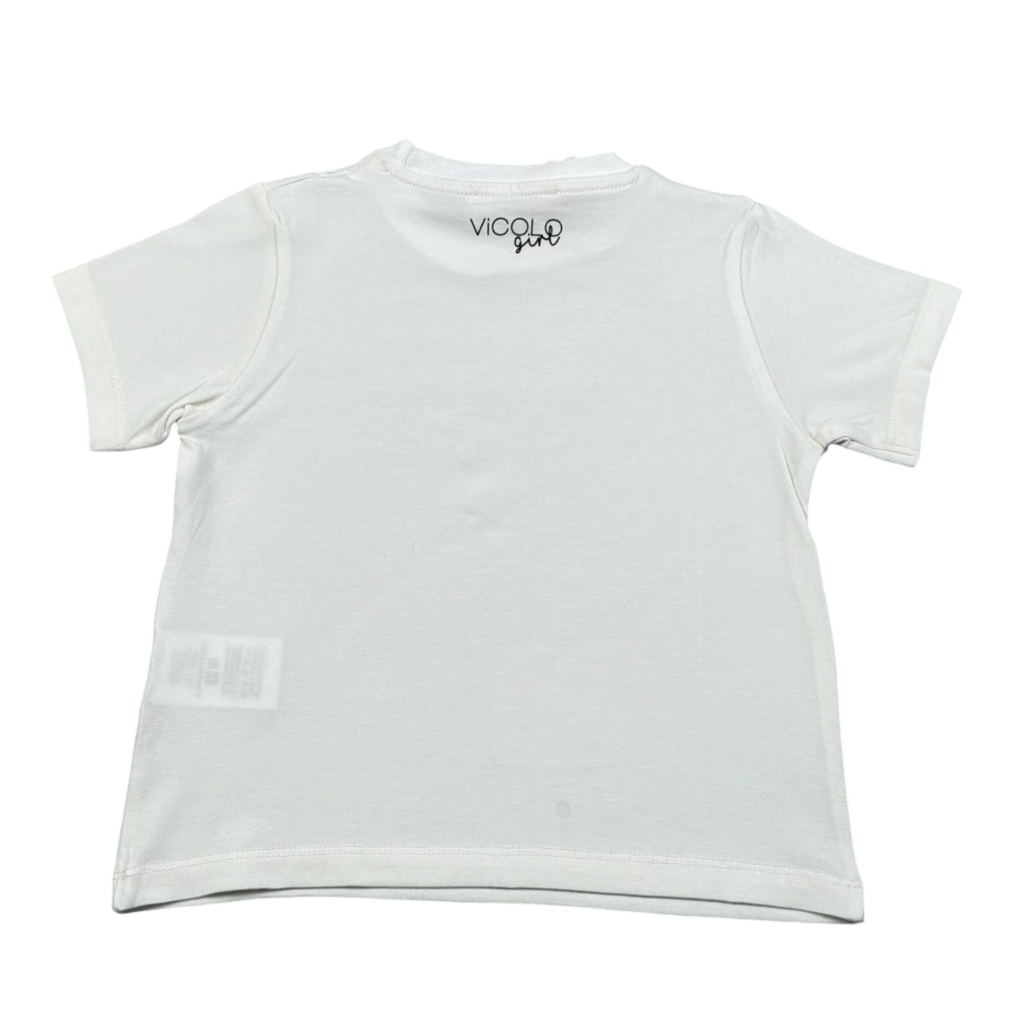 Vicolo T-Shirt Girocollo Tinta Unita con Stampa per Bambina 3146MZ00225X BIANCO VICOLO 