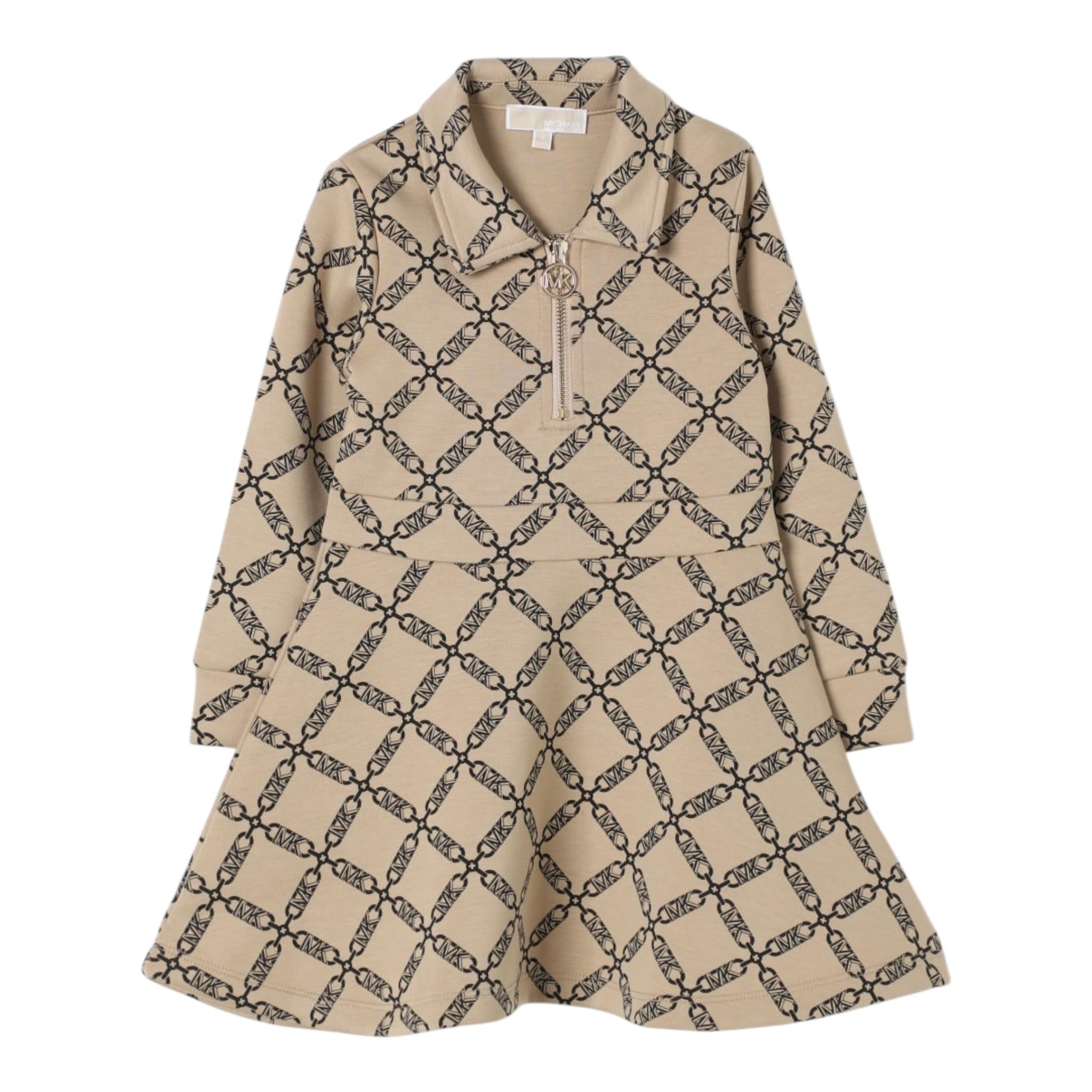 MICHAEL KORS abito tinta unita con zip logato Beige per Bambina R30164 BEIGE MICHAEL KORS 