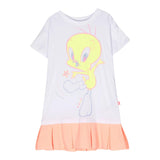 Billieblush Two-Tone Print Half Sleeve Dress White for Girls