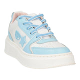 Chiara Ferragni Two-Tone Sneakers With Laces And White/Light Blue Logo For Girls