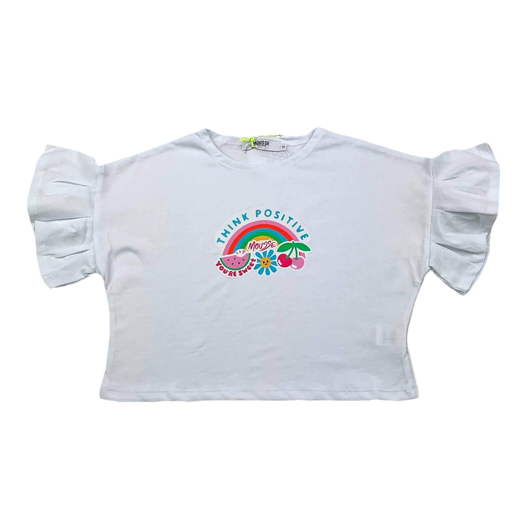 Mousse T-Shirt Girocollo Tinta Unita con Stampa per Neonata SKTSC377WN BIANCO MOUSSE 