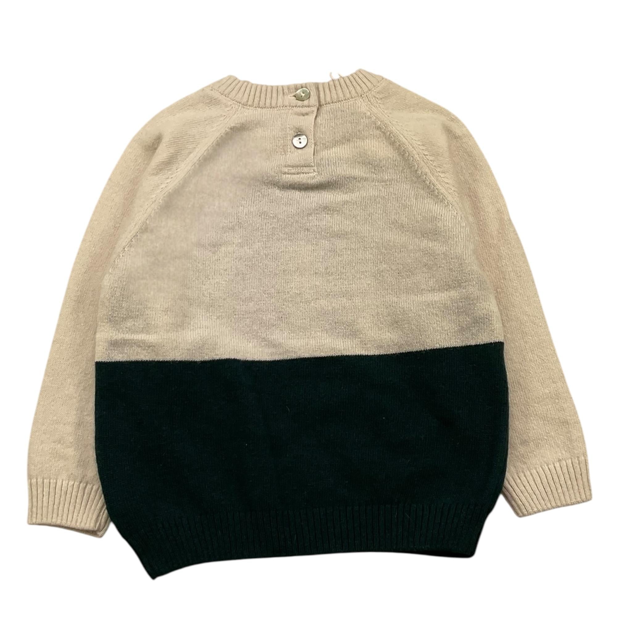 MALVI & CO maglia girocollo bicolore Beige per Neonato F23B202GFLL BEIGE MALVI & CO 