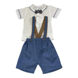 La Sartoria Dei Piccoli Completo 2 Pezzi Camicia Body-Bermuda con Bretelle Bicolore per Neonato LPB10091 BIANCO/BLU LA SARTORIA DEI PICCOLI 