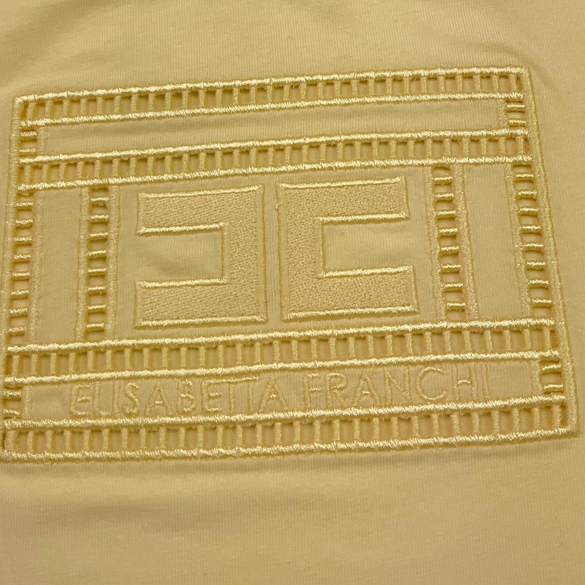 Elisabetta Franchi T-Shirt Girocollo Tinta Unita con Stampa Traforata per Bambina EGTS096 GIALLO ELISABETTA FRANCHI 
