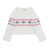 Chiara Ferragni Shirt Crew Neck Solid Color With White Print For Baby Girl