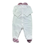 Le Bebe Tutina Manica Lunga Tinta Unita con Colletto E Stampa In Contrasto per Neonata LBG6263 BIANCO LE BEBE 