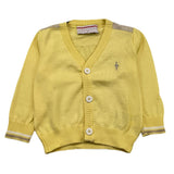 Cesare Paciotti Solid Color Cardigan with Yellow Logo for Newborns